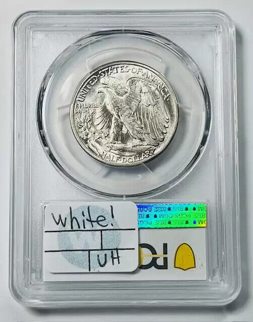 1943 D Walking Liberty Half Dollar PCGS MS-63 White!