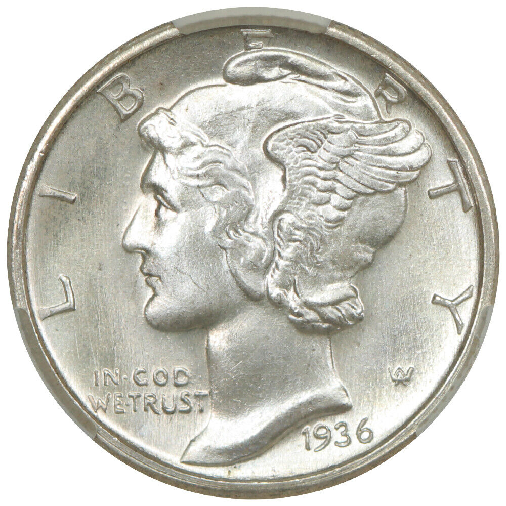 1936-D 10C CACG MS67+FB ex: D.L. Hansen - Mercury Dime