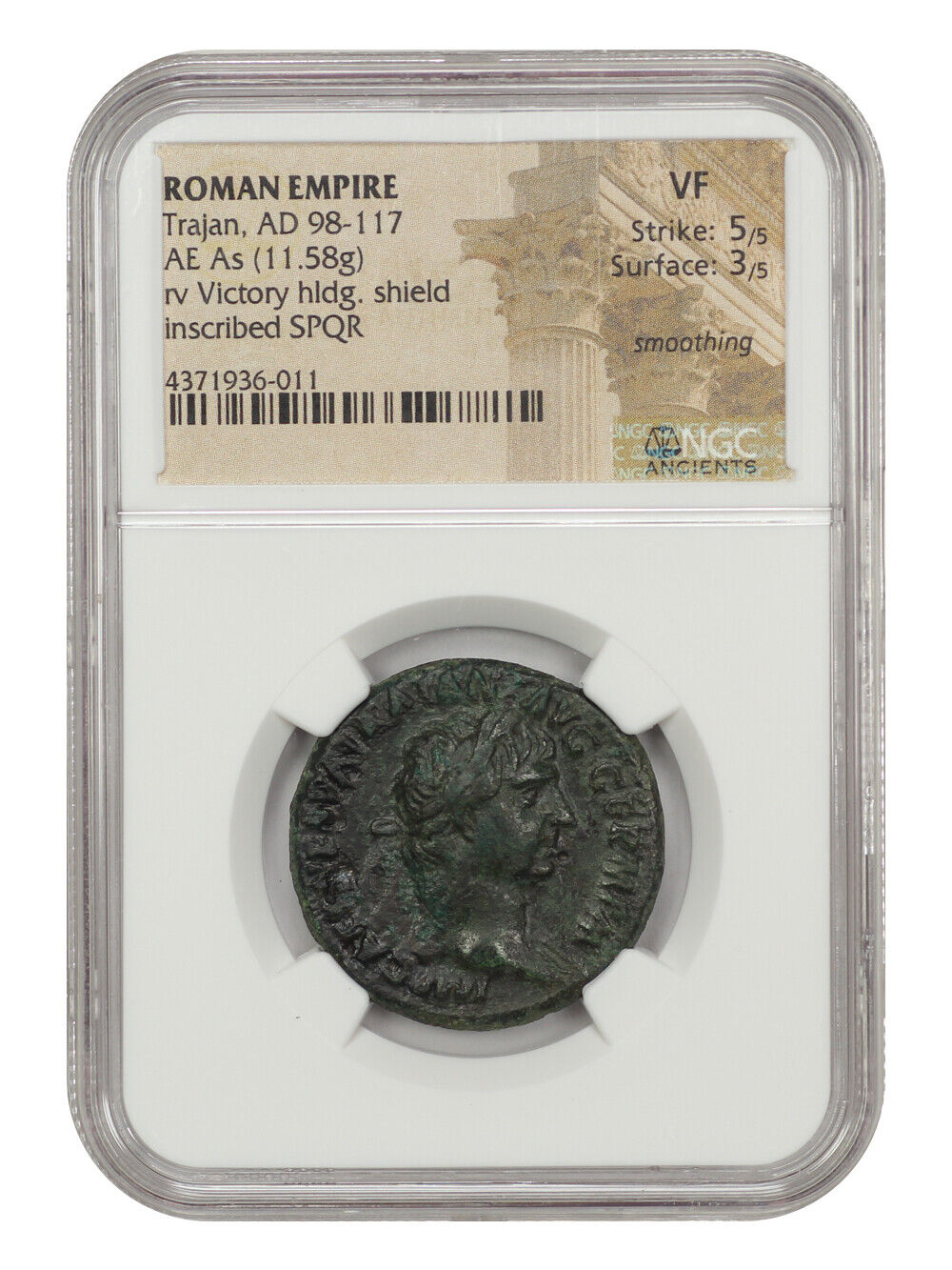 Ancient Roman: Trajan (AD 98-117) AE As NGC VF