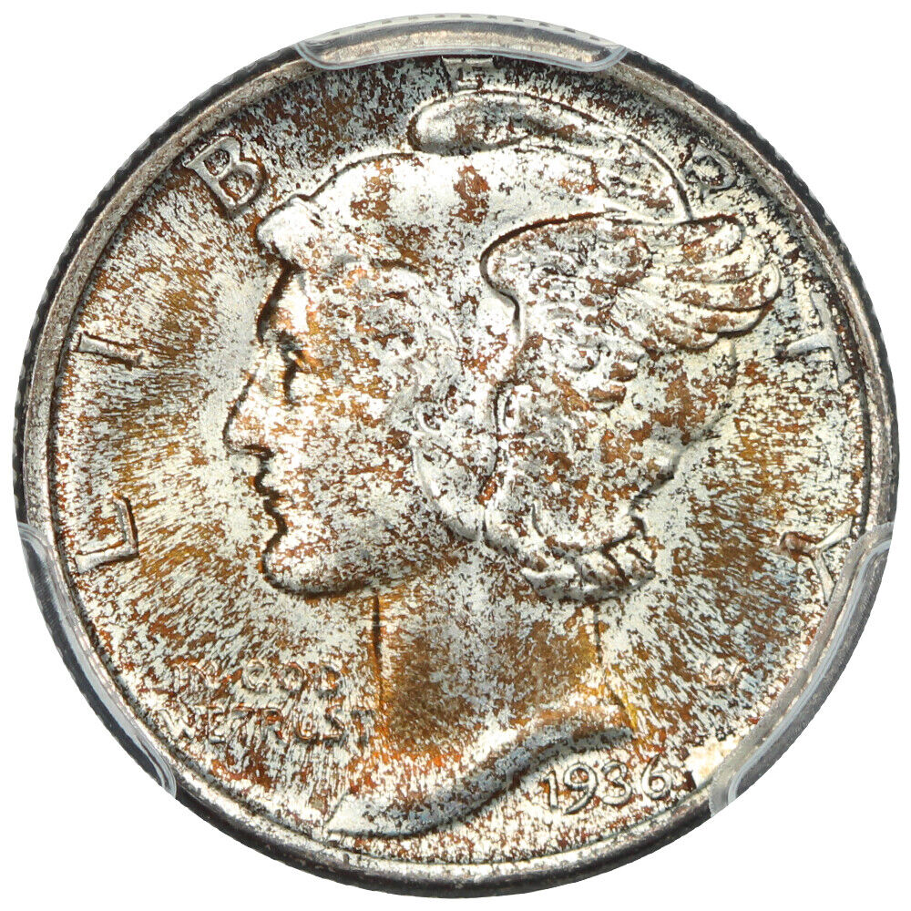 1936 10C PCGS/CAC MS67+FB - Mercury Dime