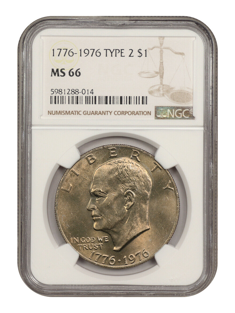 1976 $1 Type 2 NGC MS66