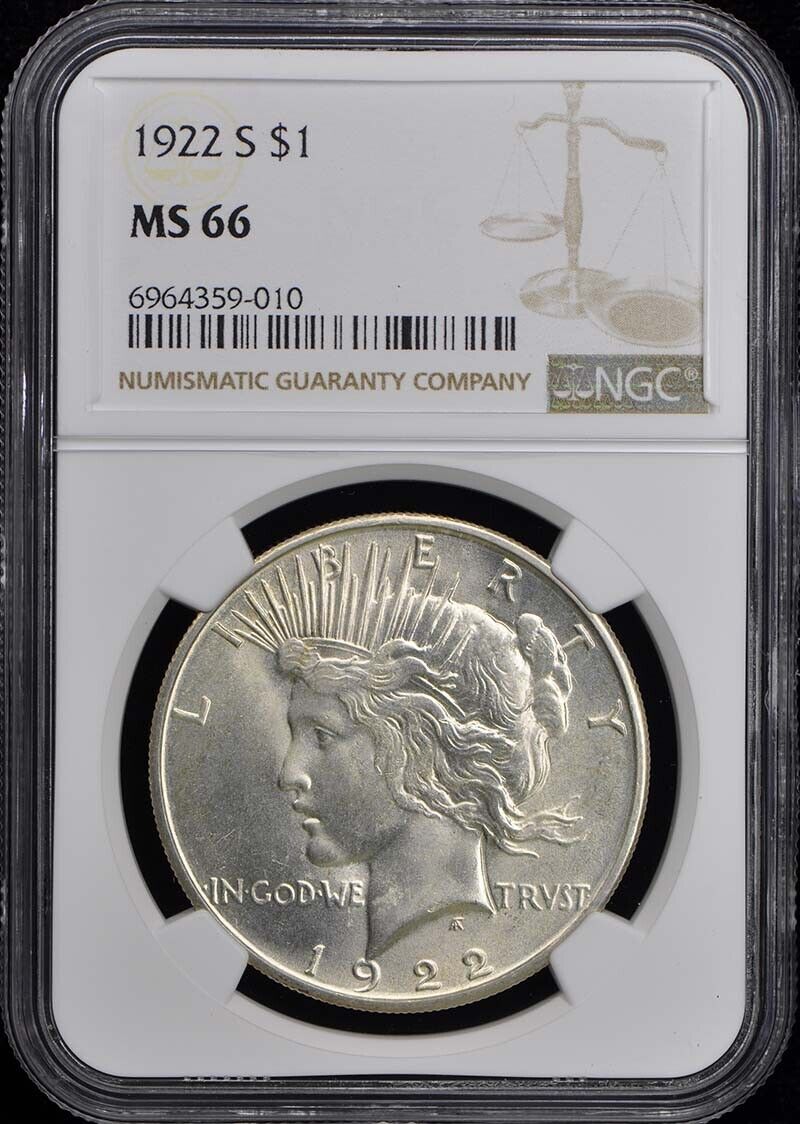 1922-S Peace Dollar S$1 NGC MS66