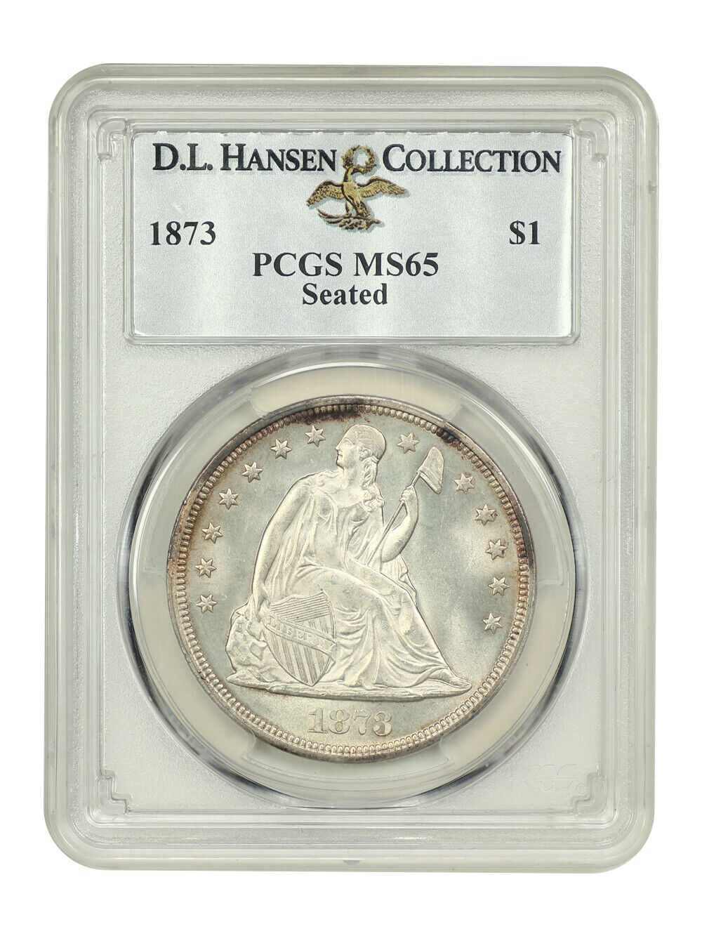 1873 $1 Seated PCGS MS65 ex: D.L. Hansen