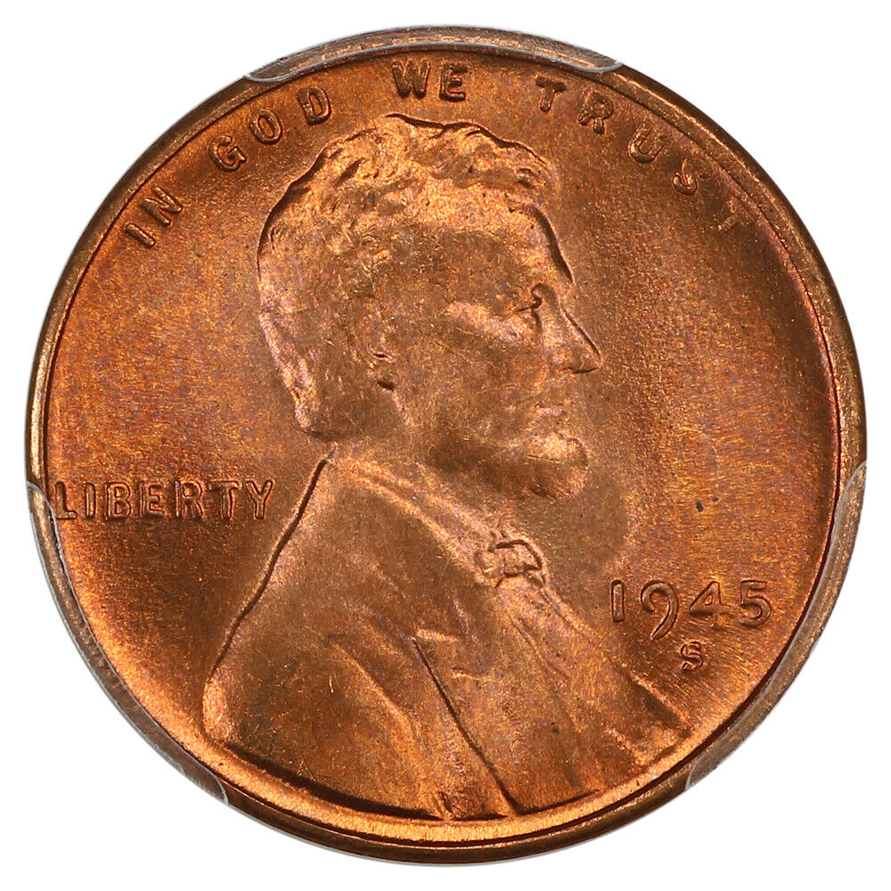 1945-S 1C PCGS/CAC MS67+RD - Lincoln Cent (Wheat Reverse)