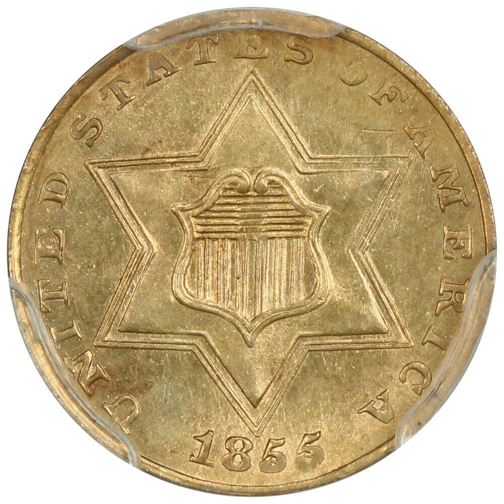 1855 3CS PCGS MS64 ex: D.L. Hansen