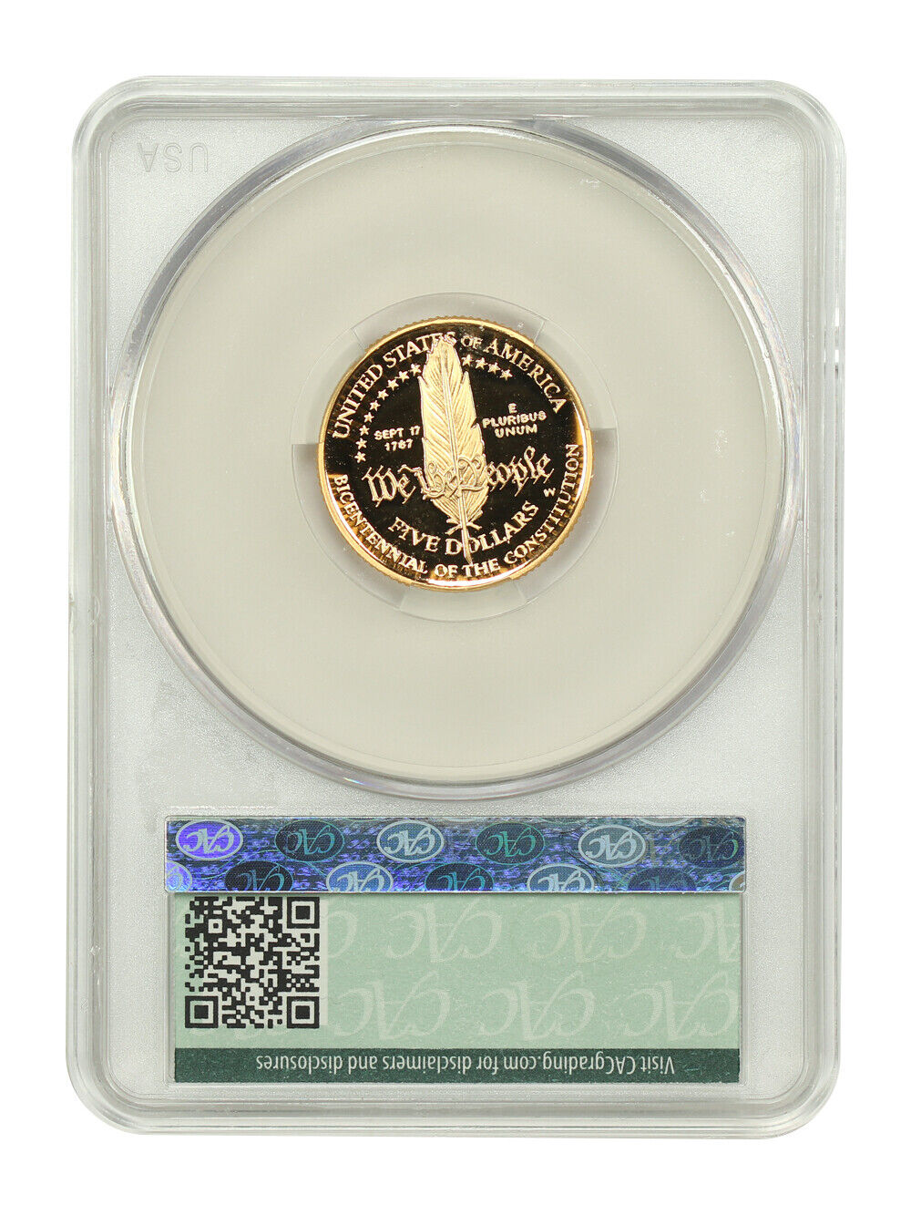 1987-W $5 Constitution CACG PR70DCAM - $5 Modern Gold Commemoratives