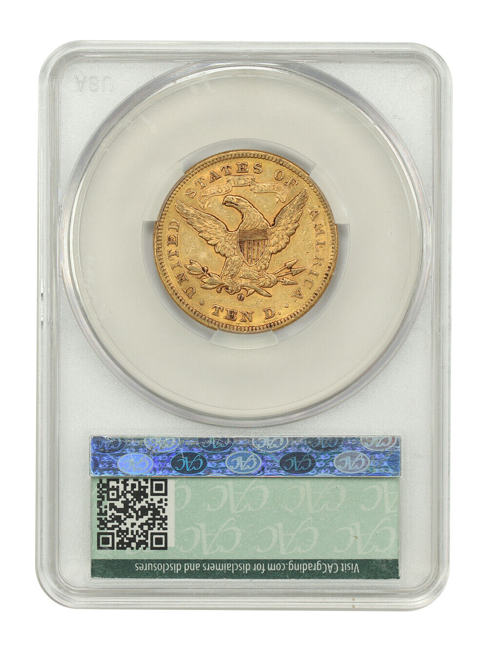 1880-O $10 CACG AU55 - Liberty Head $10 - Low Mintage O-Mint