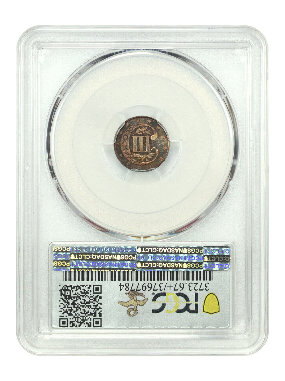 1872 3CS PCGS/CAC PR67+ ex: D.L. Hansen