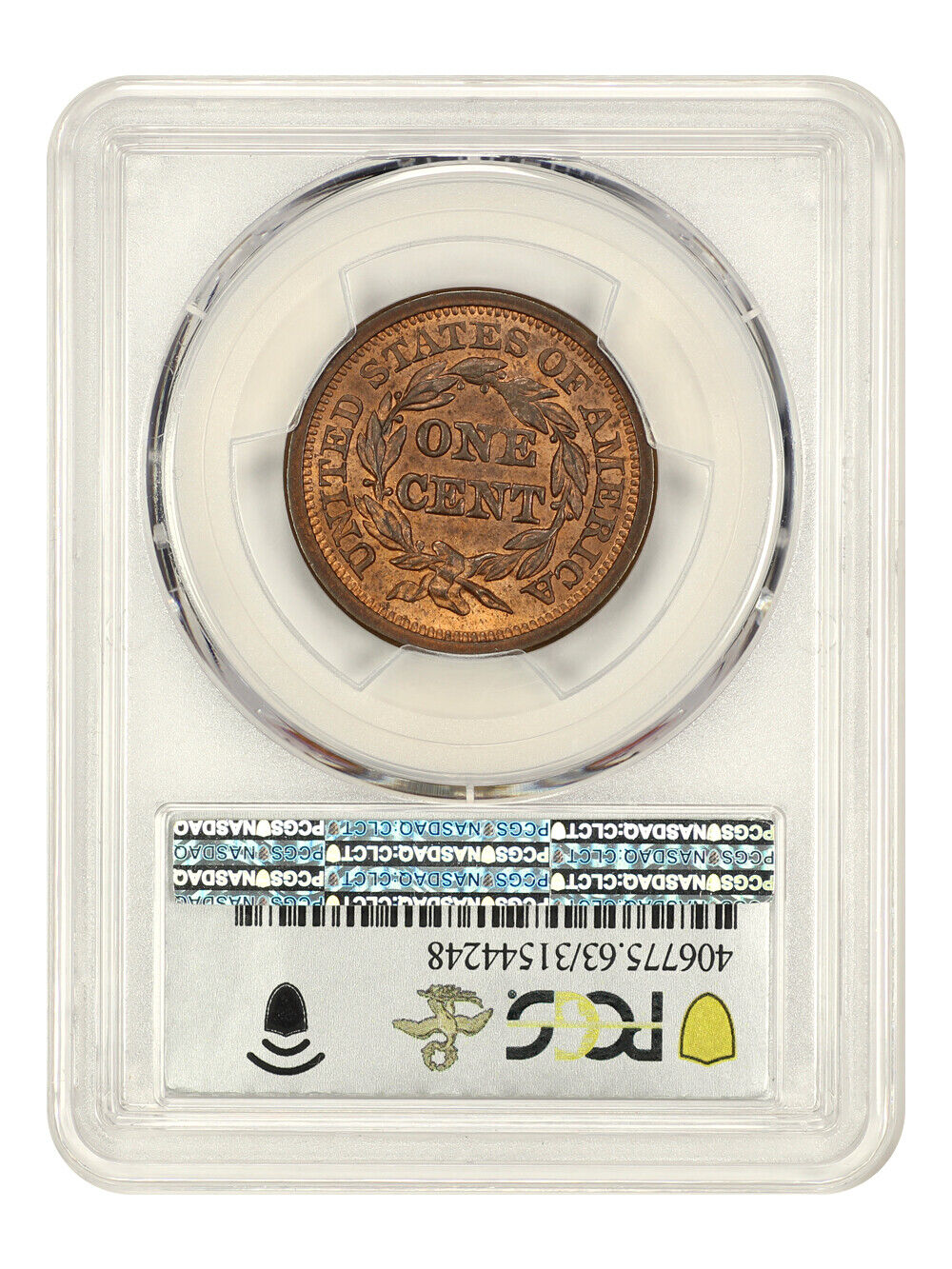 1851 1c PCGS MS63 RB (N-40) ex: D.L. Hansen