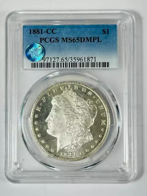 1881 CC Morgan Silver Dollar PCGS MS-65 DMPL WOW coin! Sight White Carson City