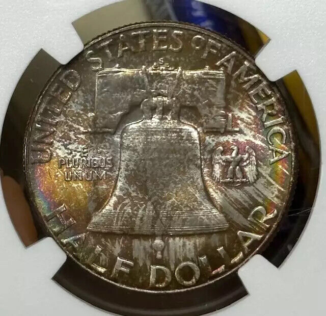 1951 S Franklin Half Dollar NGC MS-67 FBL WOW! Rainbow Toning