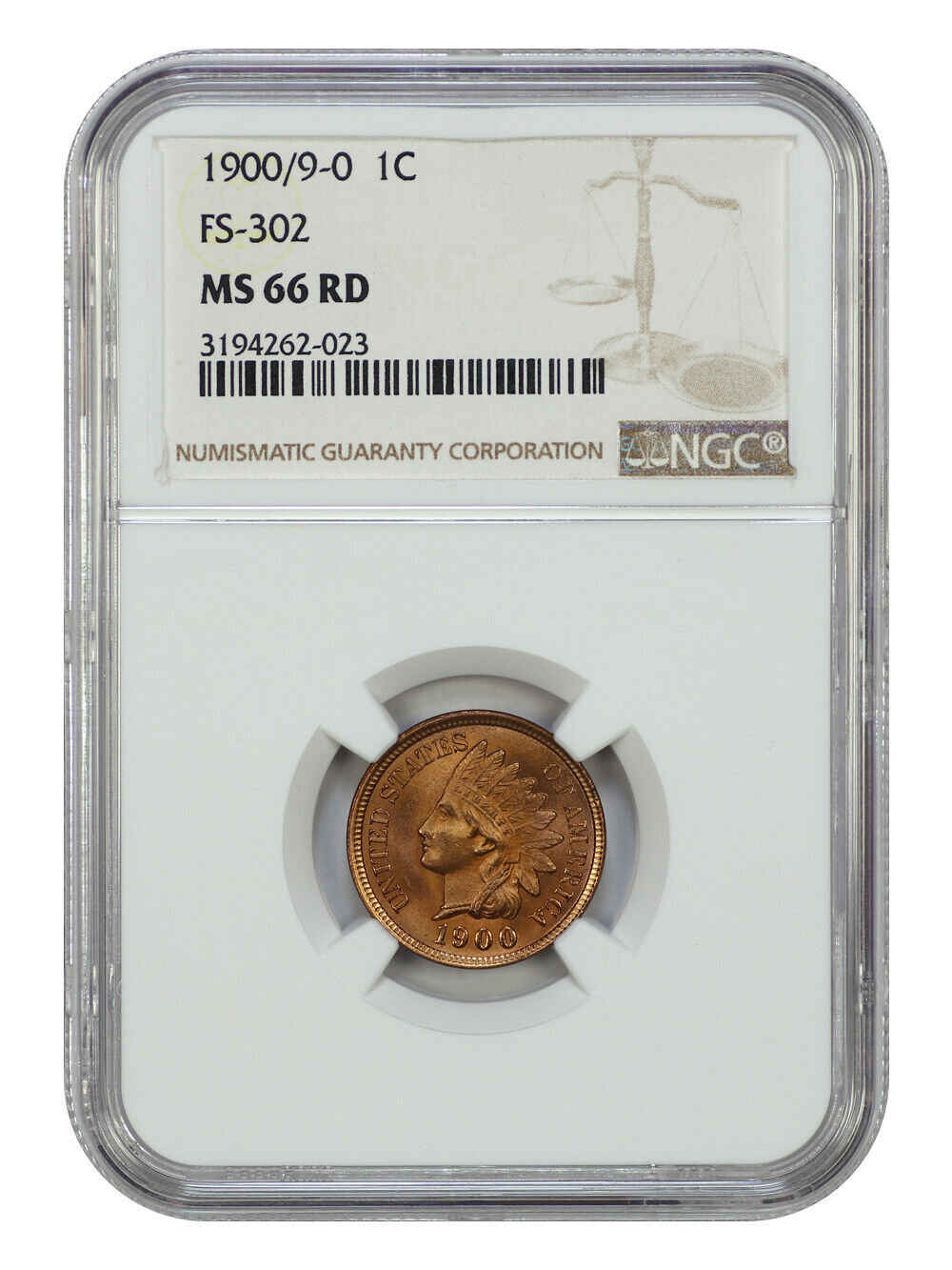1900/9-0 1C NGC MS66RD (FS-302) - Indian Cent - Popular RPD