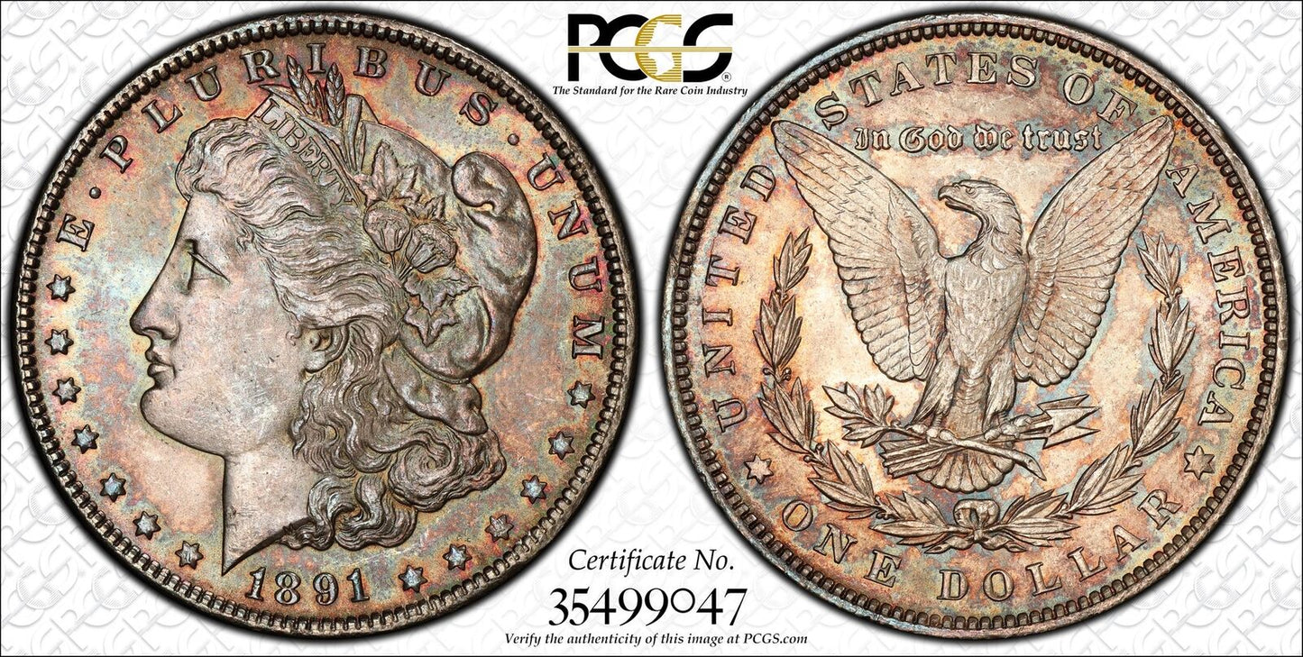 1891 P Morgan Silver Dollar PCGS MS-65