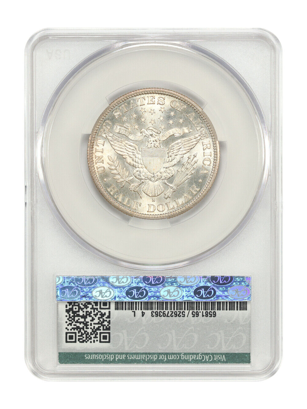1893-S 50C CACG MS65 ex: D.L. Hansen - Barber Half Dollar - Scarce Issue