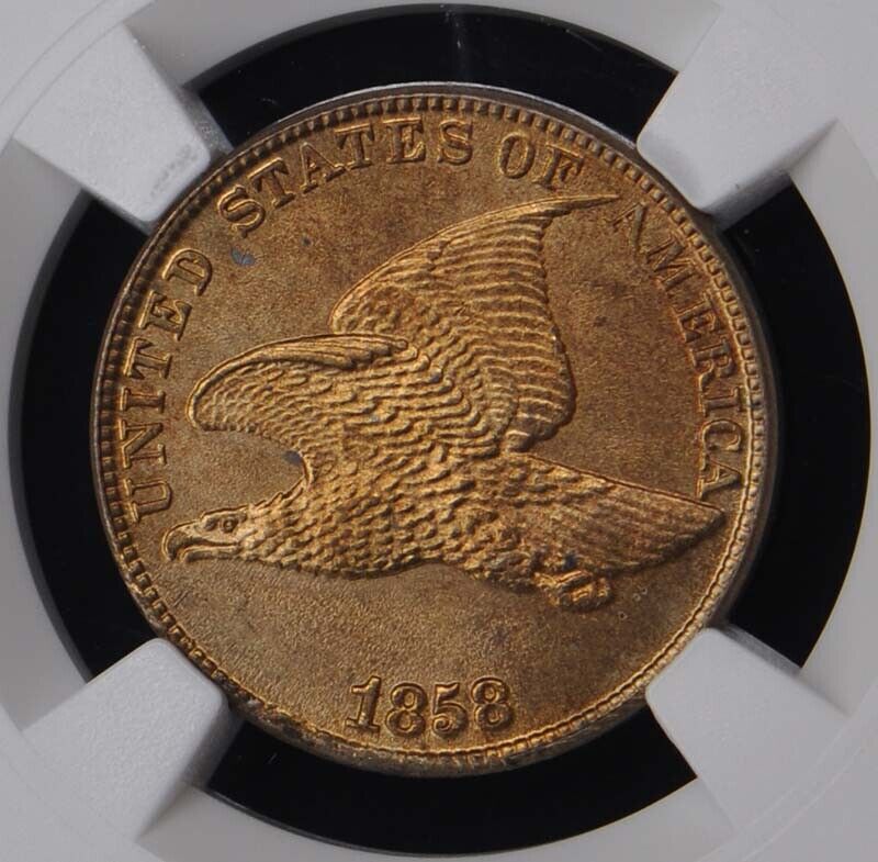 1858 LARGE LETTERS Flying Eagle Cent 1C NGC MS66