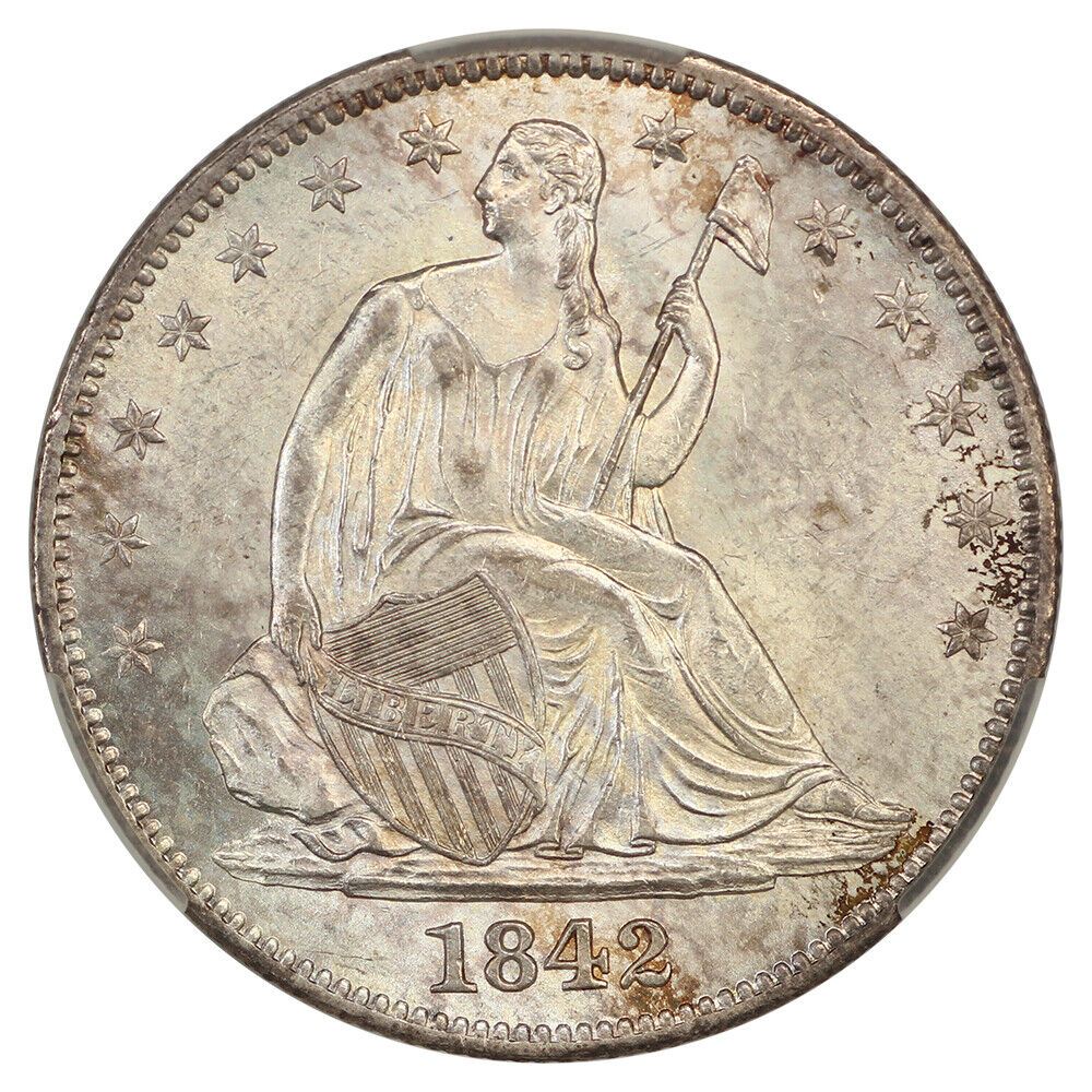1842-O 50C CACG MS64 (Medium Date, Reverse of 1842) ex: D.L. Hansen