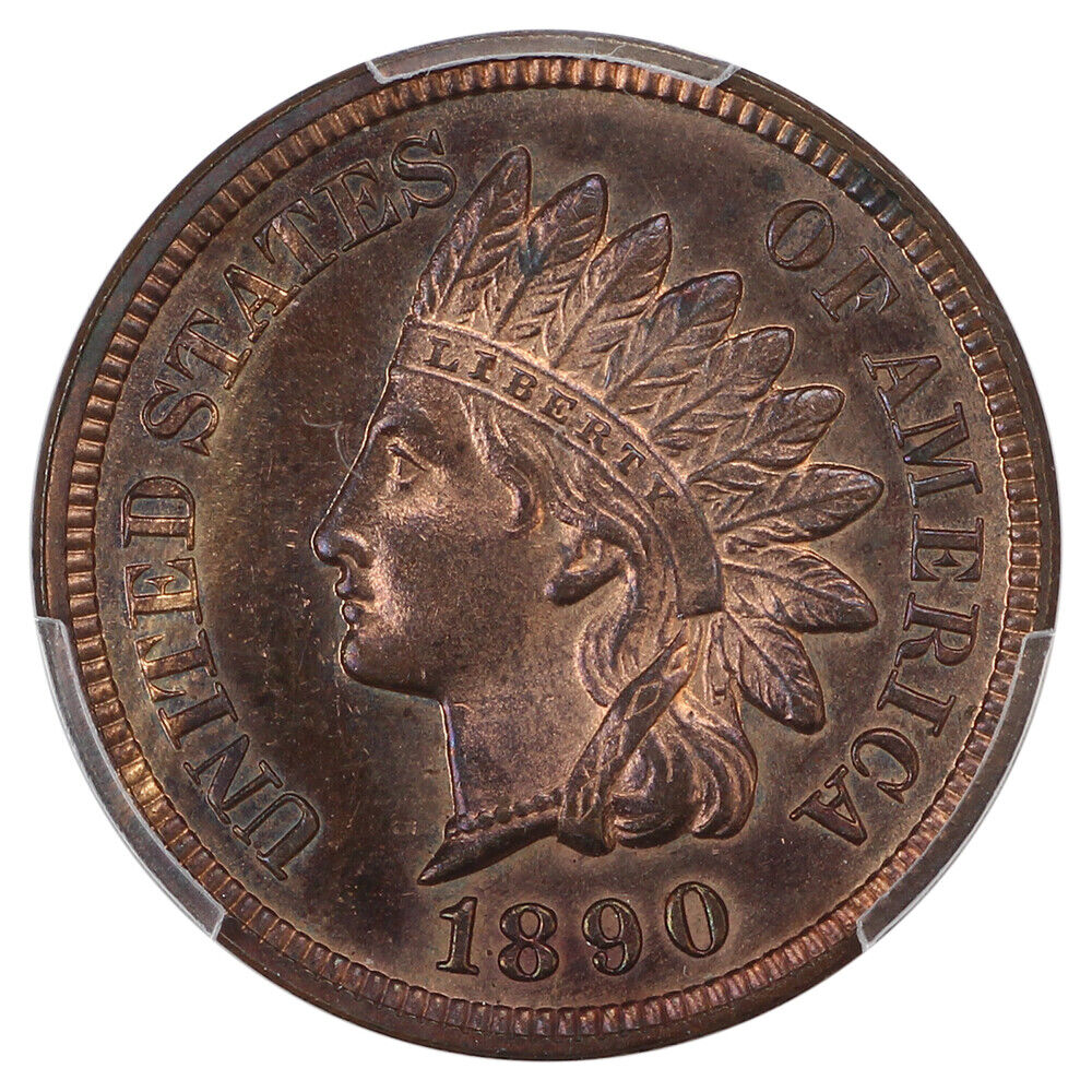 1890 1C PCGS PR64RB - Indian Cent - Popular Proof Indian
