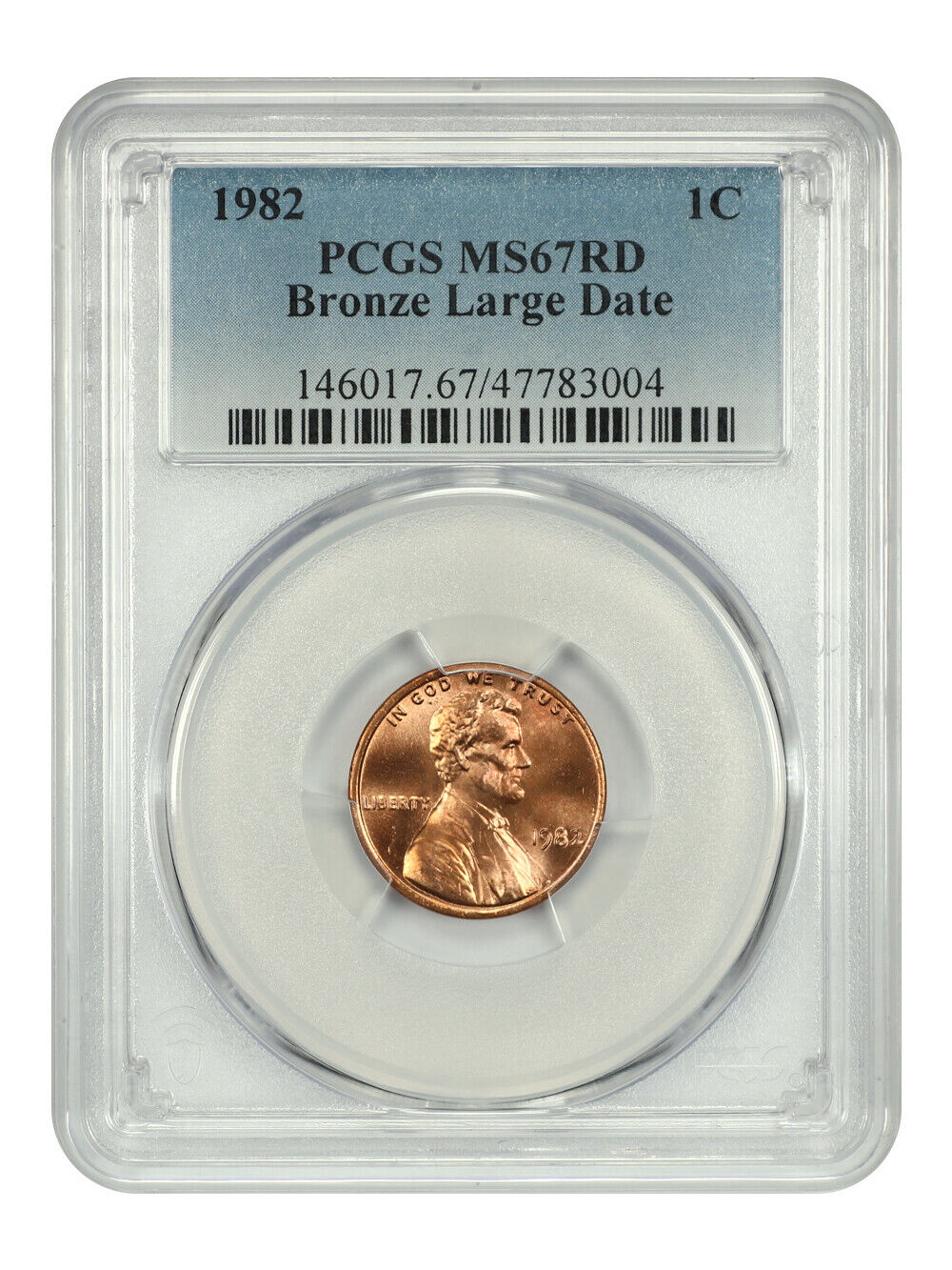 1982 1C PCGS MS67RD (Bronze, Large Date) - Lincoln Cent (Modern)