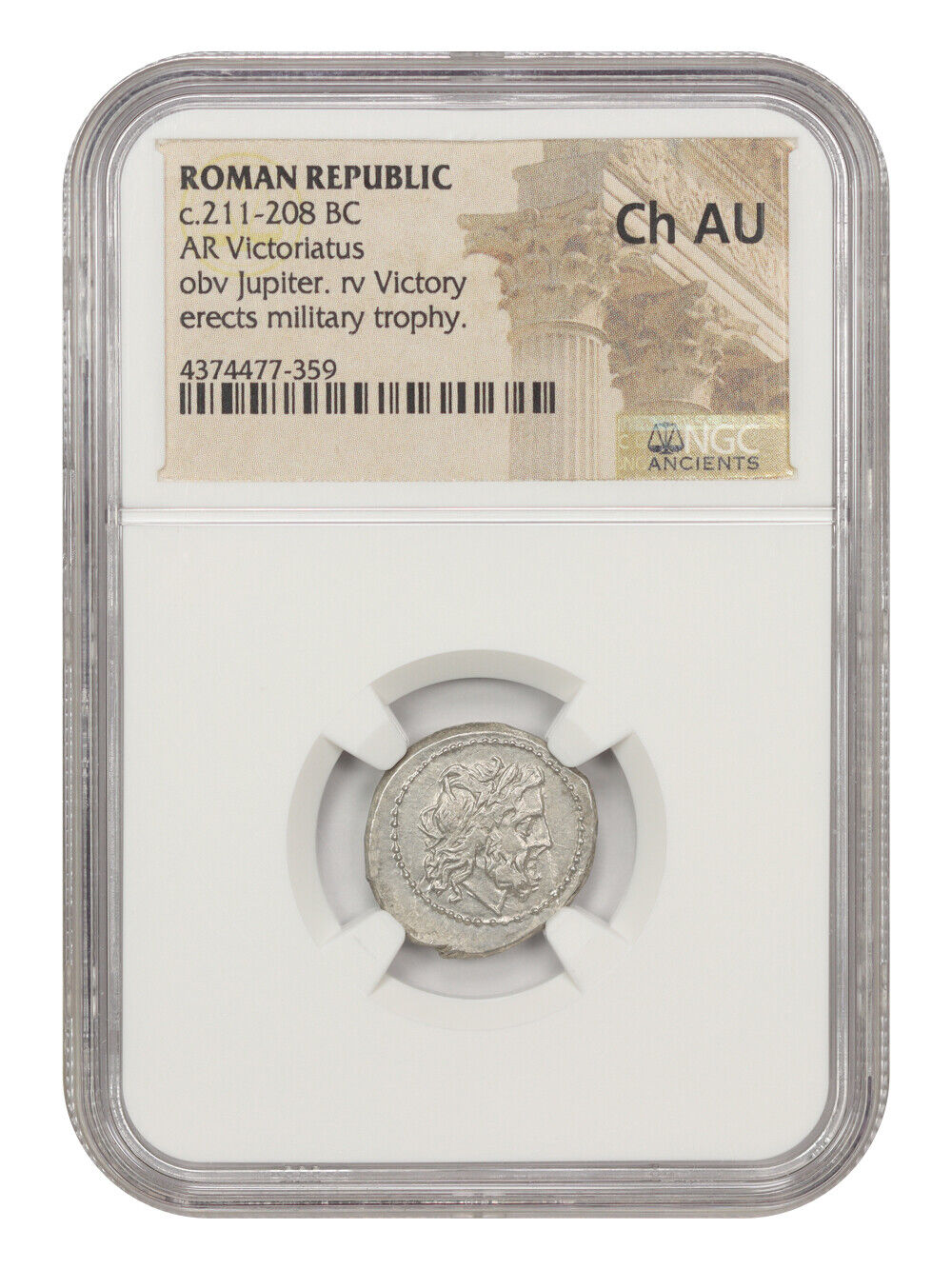 Ancient Roman: (c.211-208 BC) AR Victoriatus NGC Choice AU