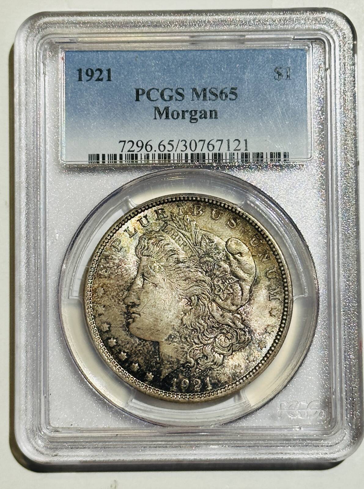 1921 P Morgan Dollar PCGS MS-65 Original Toning