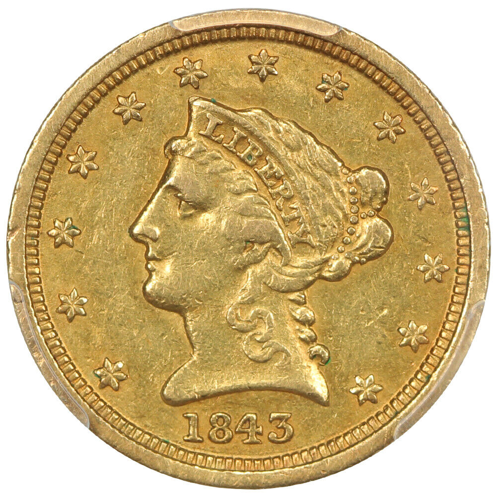 1843-D $2.50 PCGS AU53 (Small D) - Liberty Head $2.5