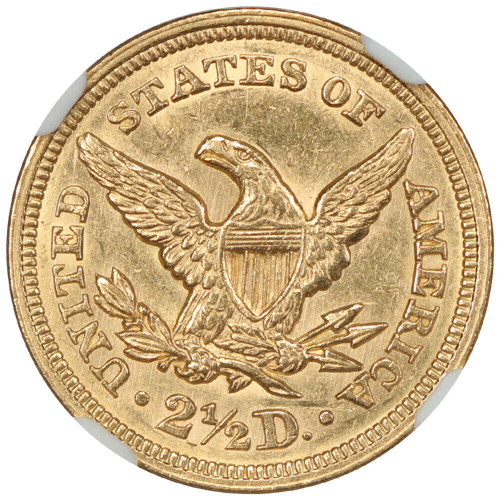 1850 $2.50 NGC MS60 - Liberty Head $2.5