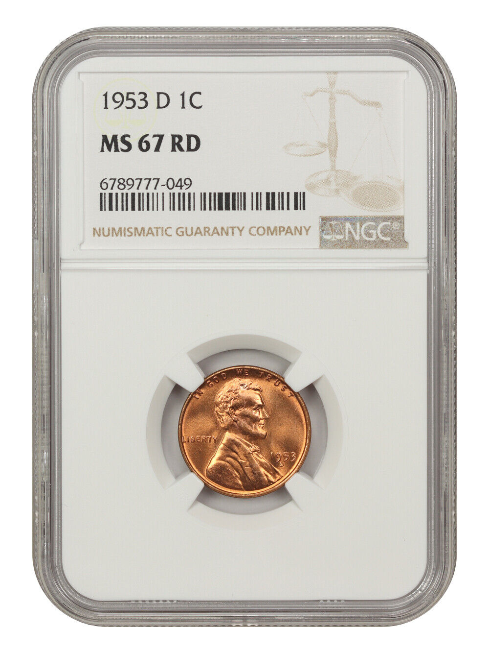 1953-D 1C NGC MS67RD