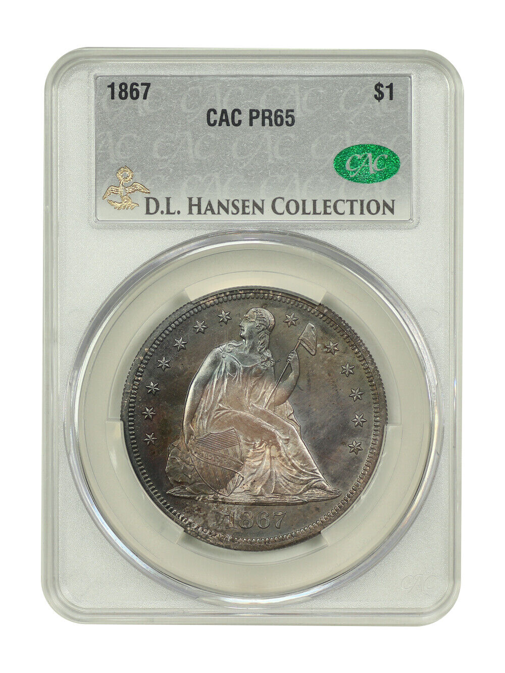 1867 $1 CACG PR65 ex: D.L. Hansen - Liberty Seated Dollar