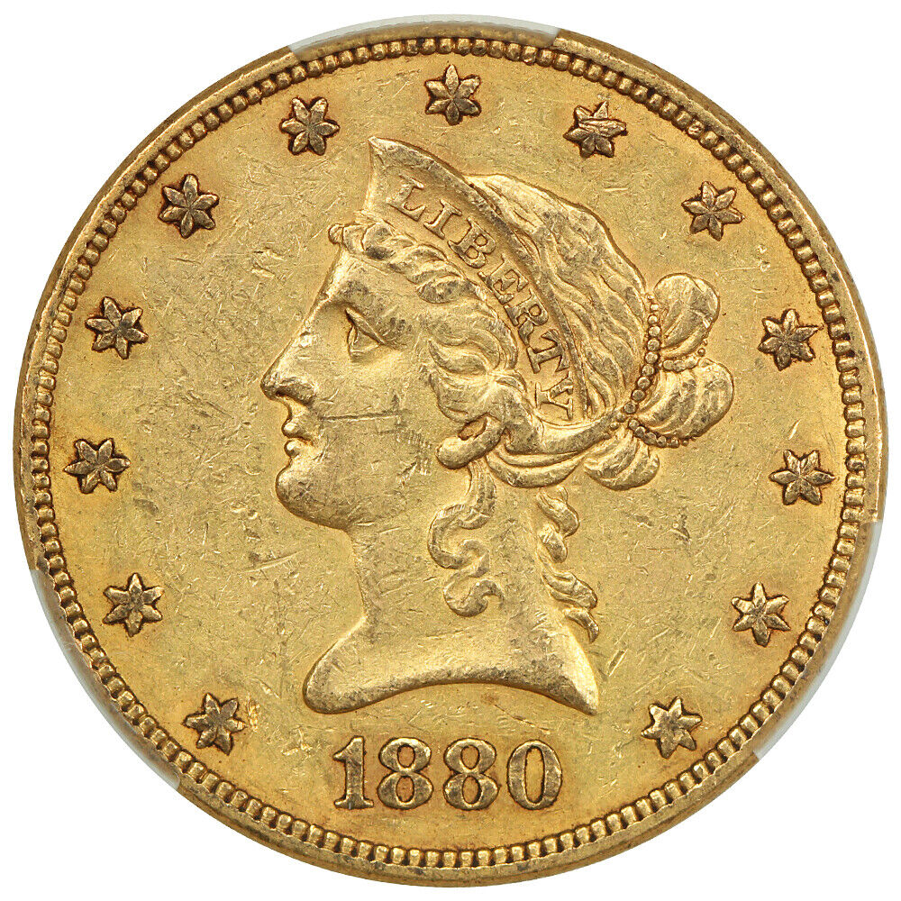 1880-O $10 CACG AU55 - Liberty Head $10 - Low Mintage O-Mint