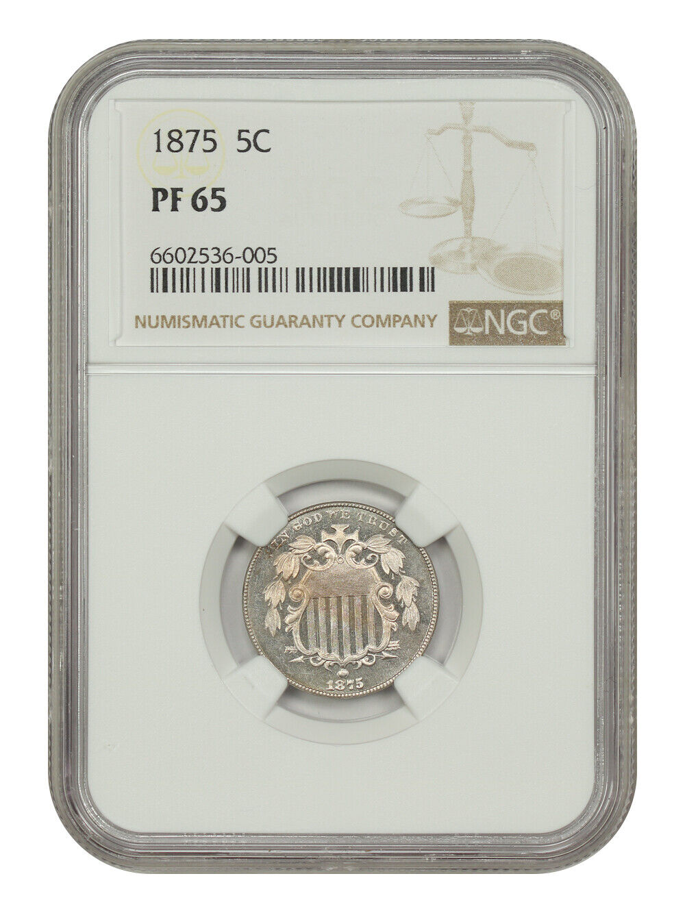 1875 5C NGC PR65 - Shield Nickel - Scarce Proof