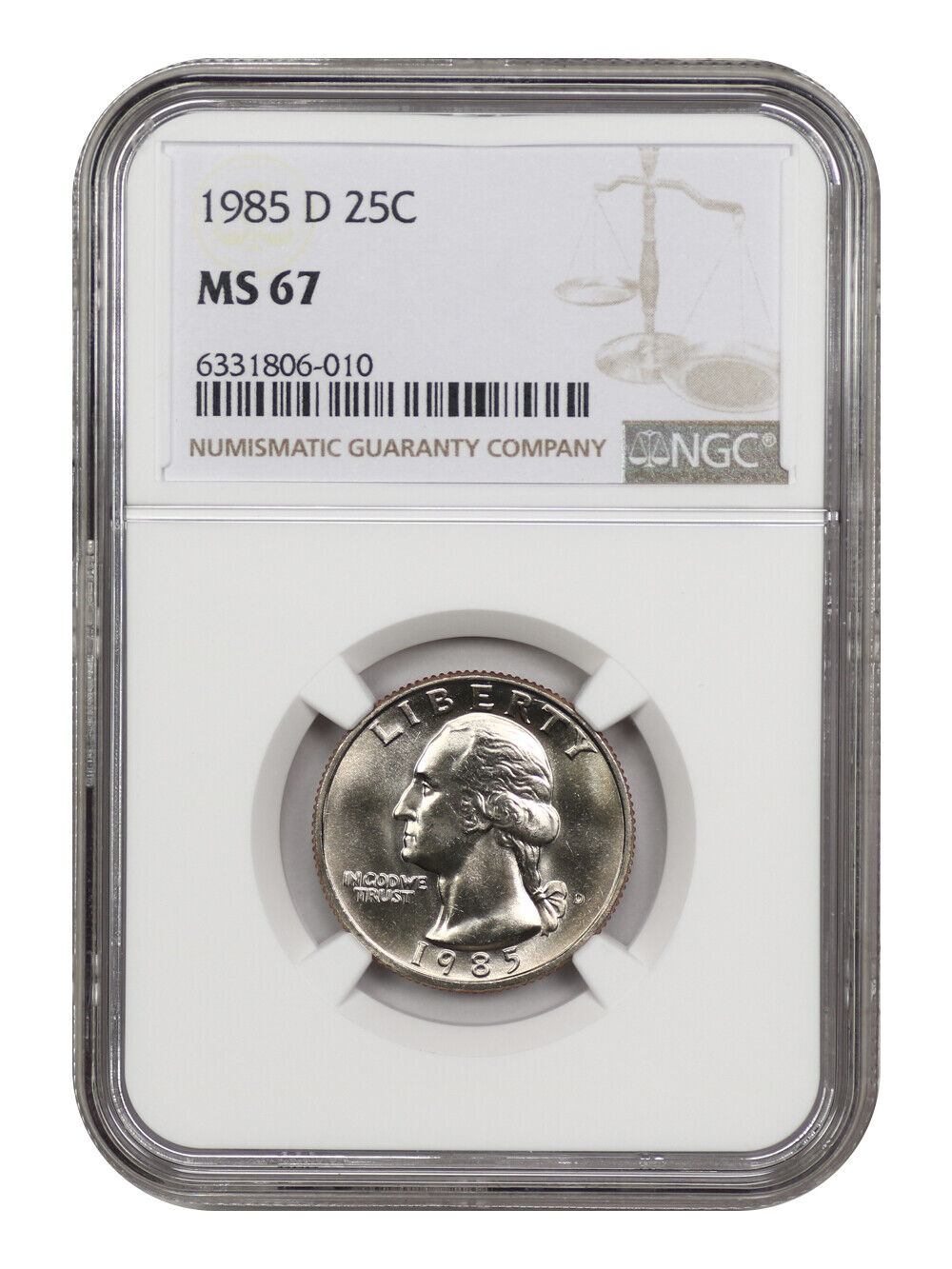 1985-D 25C NGC MS67