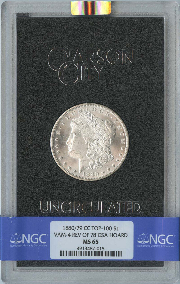1880/79-CC VAM-4 REV 78 GSA HOARD S$1 NGC MS65 Morgan Dollar TOP-100