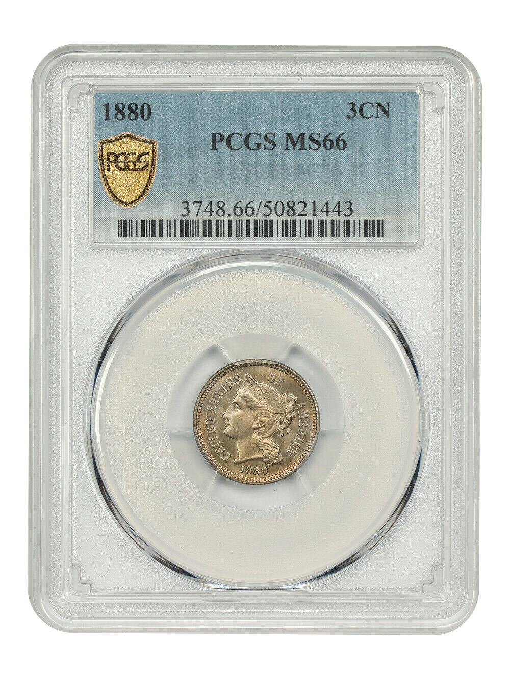1880 3CN PCGS MS66 - Three Cent Nickel - Low Mintage Key Date