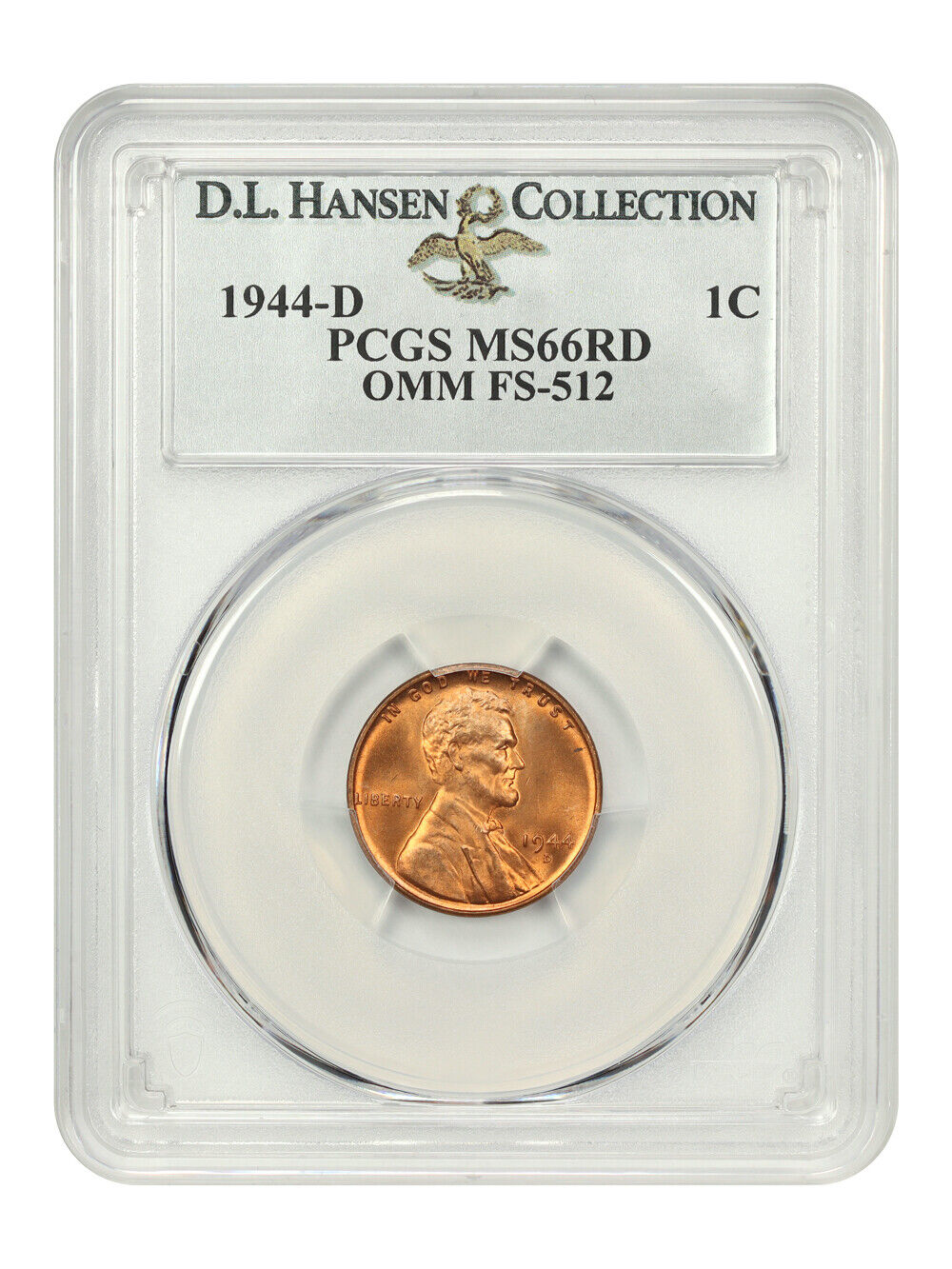 1944-D 1c PCGS MS66 RD (OMM, FS-512) ex: D.L. Hansen