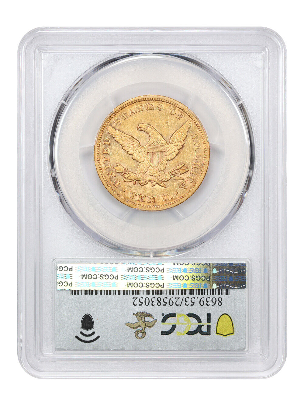 1864 $10 PCGS AU53 ex: D.L. Hansen/Simpson/Hall