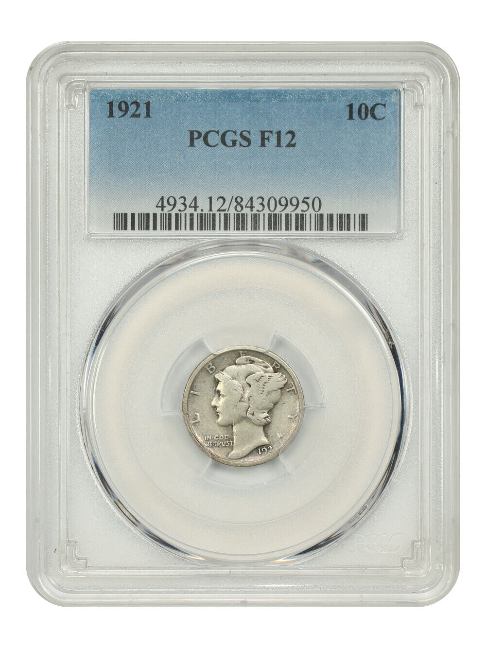 1921 10C PCGS Fine 12 - Mercury Dime - Key Date