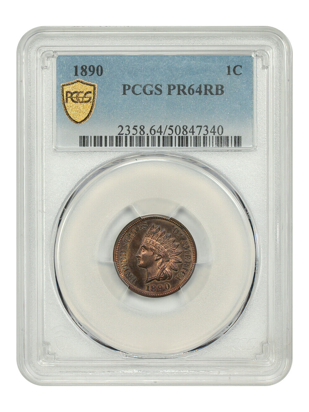 1890 1C PCGS PR64RB - Indian Cent - Popular Proof Indian