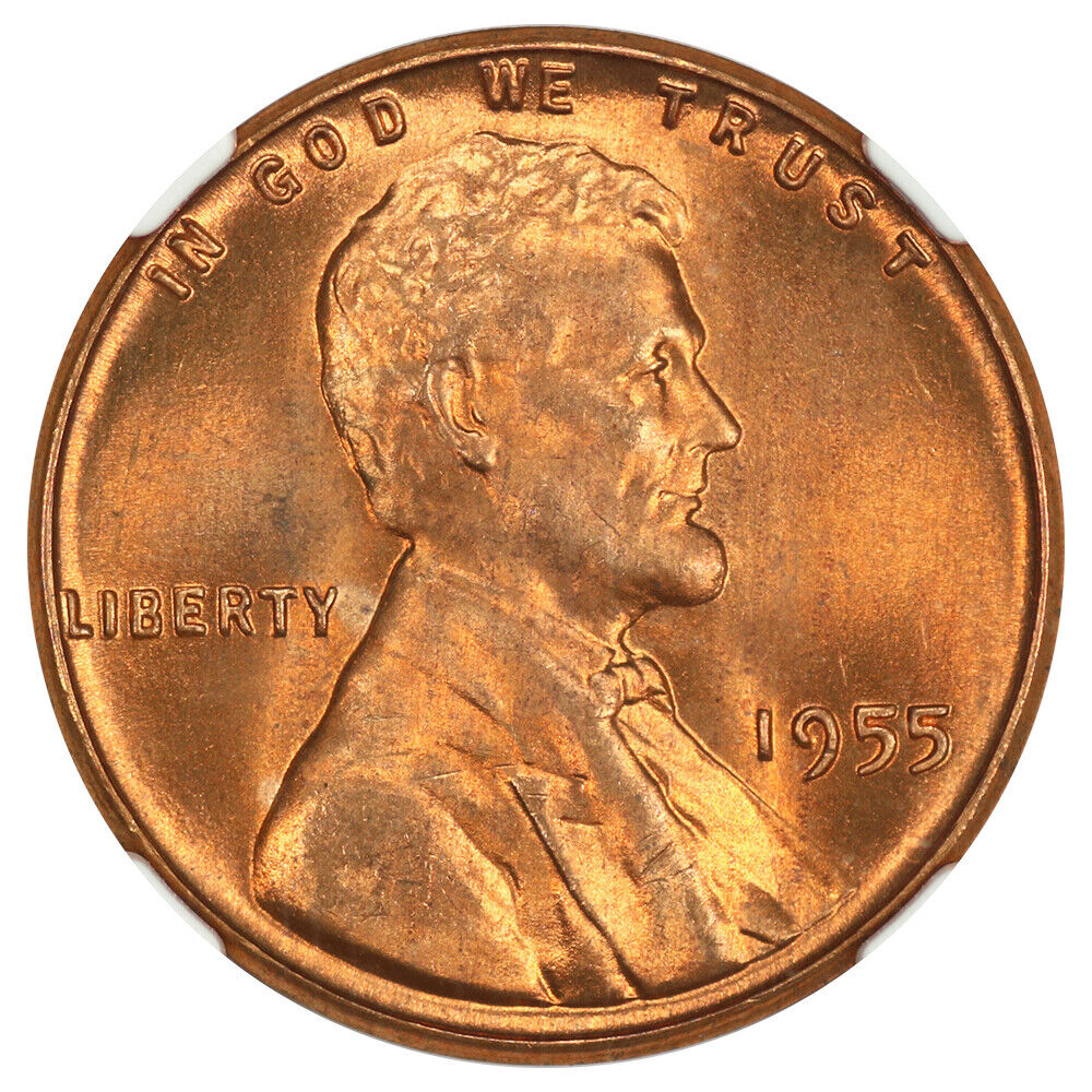 1955 1C NGC MS67RD - Lincoln Cent (Wheat Reverse)