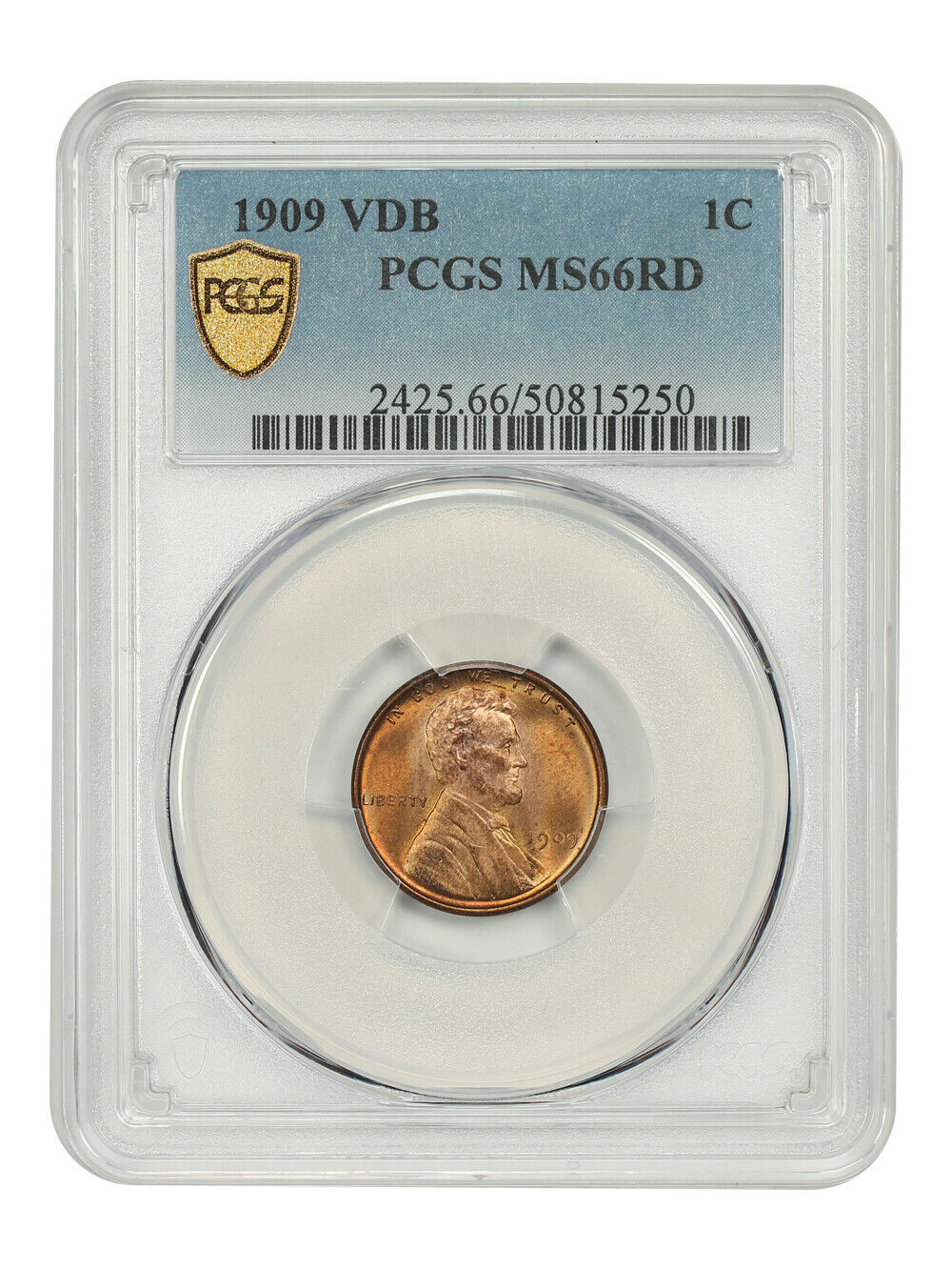 1909 VDB 1C PCGS MS66RD - Lincoln Cent (Wheat Reverse) - Popular VDB Issue