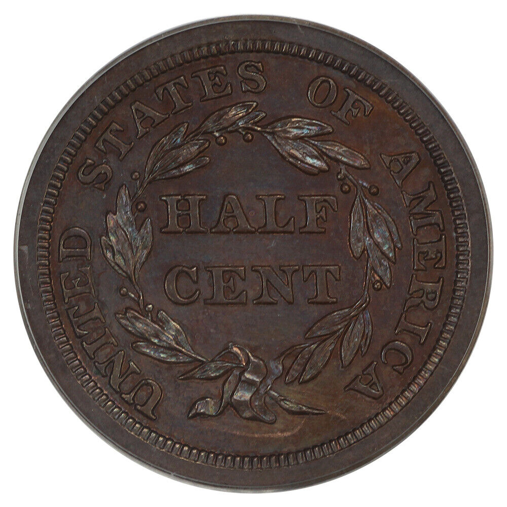 1841 1/2C PCGS/CAC PR63RB (Original, OGH) - Braided Hair Half Cent