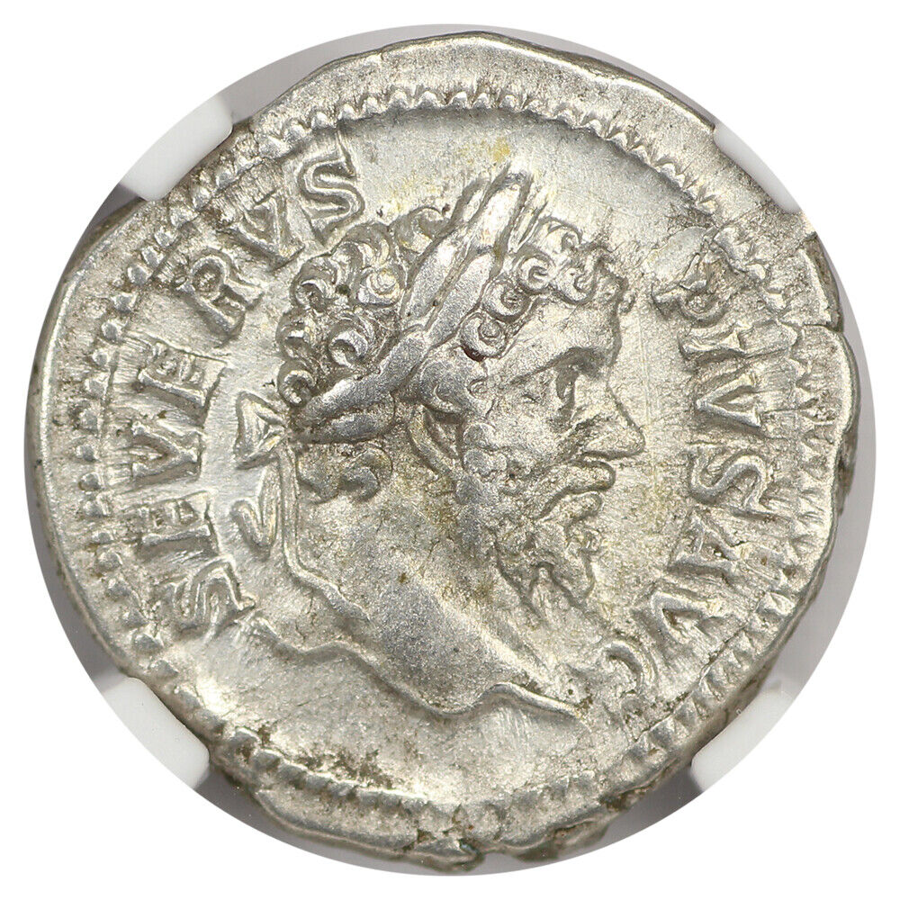 Ancient Roman: Sept. Severus (AD 193-211) AR Denarius NGC Choice VF