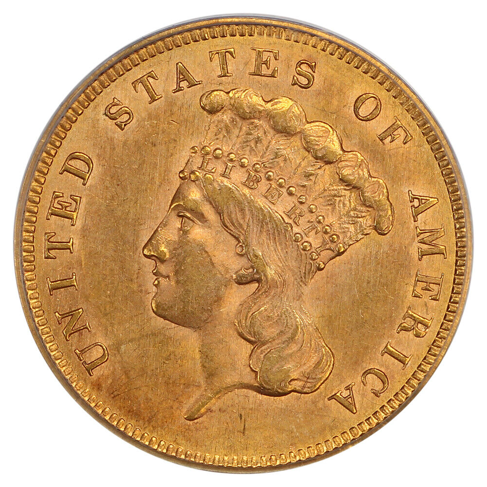 1862 $3 PCGS MS62 - Three Dollar