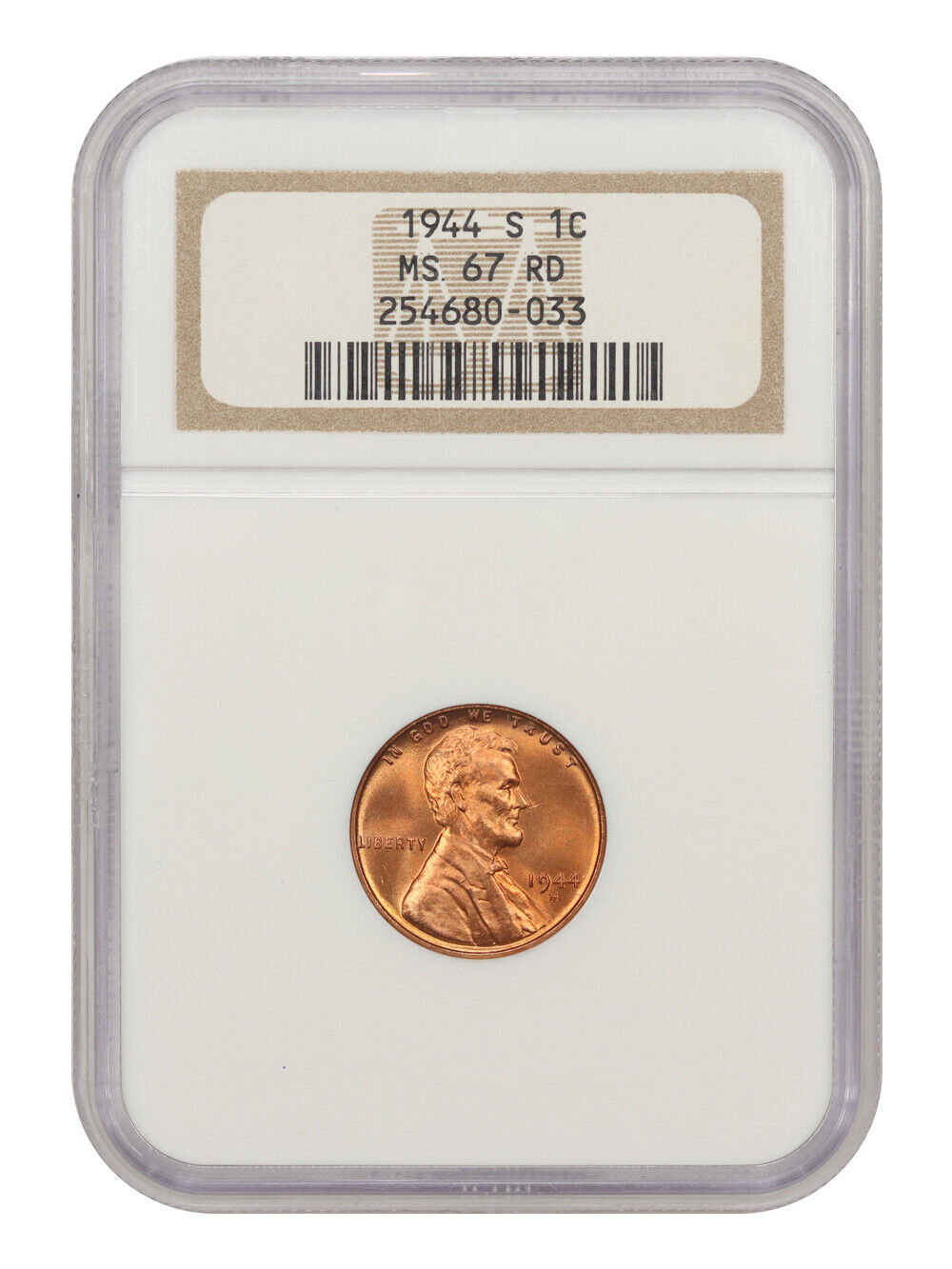 1944-S 1C NGC MS67RD