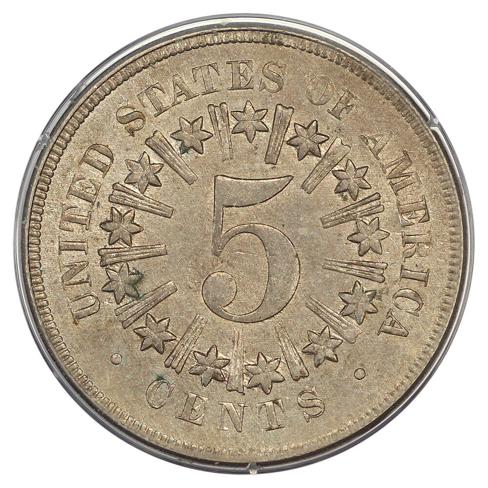 1866 5C PCGS MS60 (Rays, OGH Rattler) - Shield Nickel