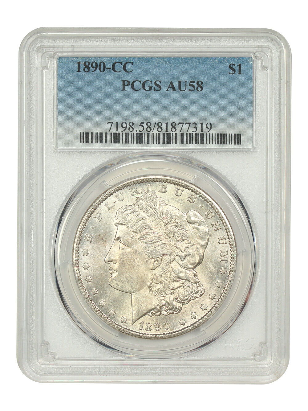 1890-CC $1 PCGS AU58 - Morgan Dollar - Popular, Scarce Carson City Morgan