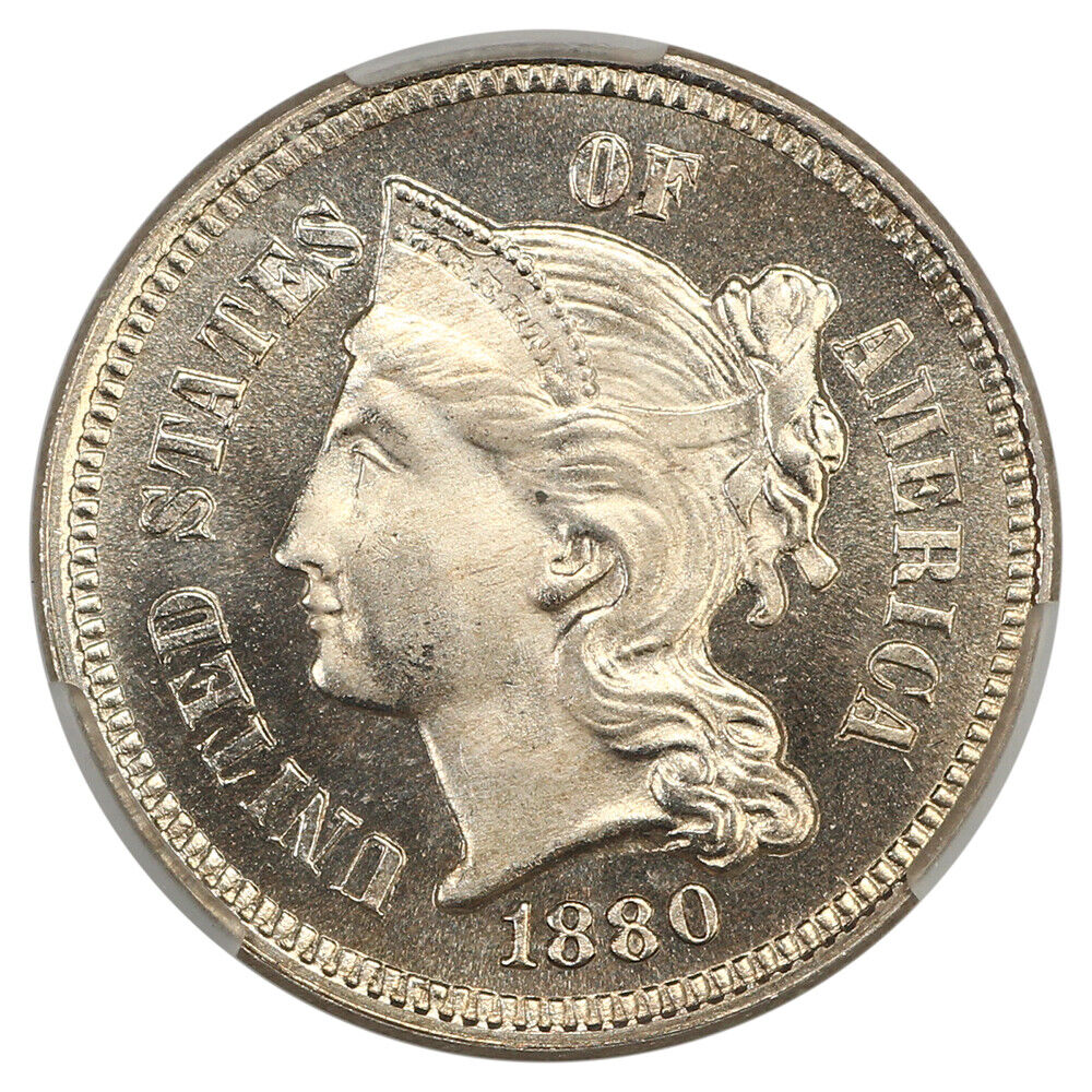 1880 3CN CACG PR67CAM ex: D.L. Hansen - Three Cent Nickel