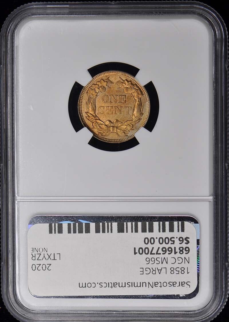 1858 LARGE LETTERS Flying Eagle Cent 1C NGC MS66
