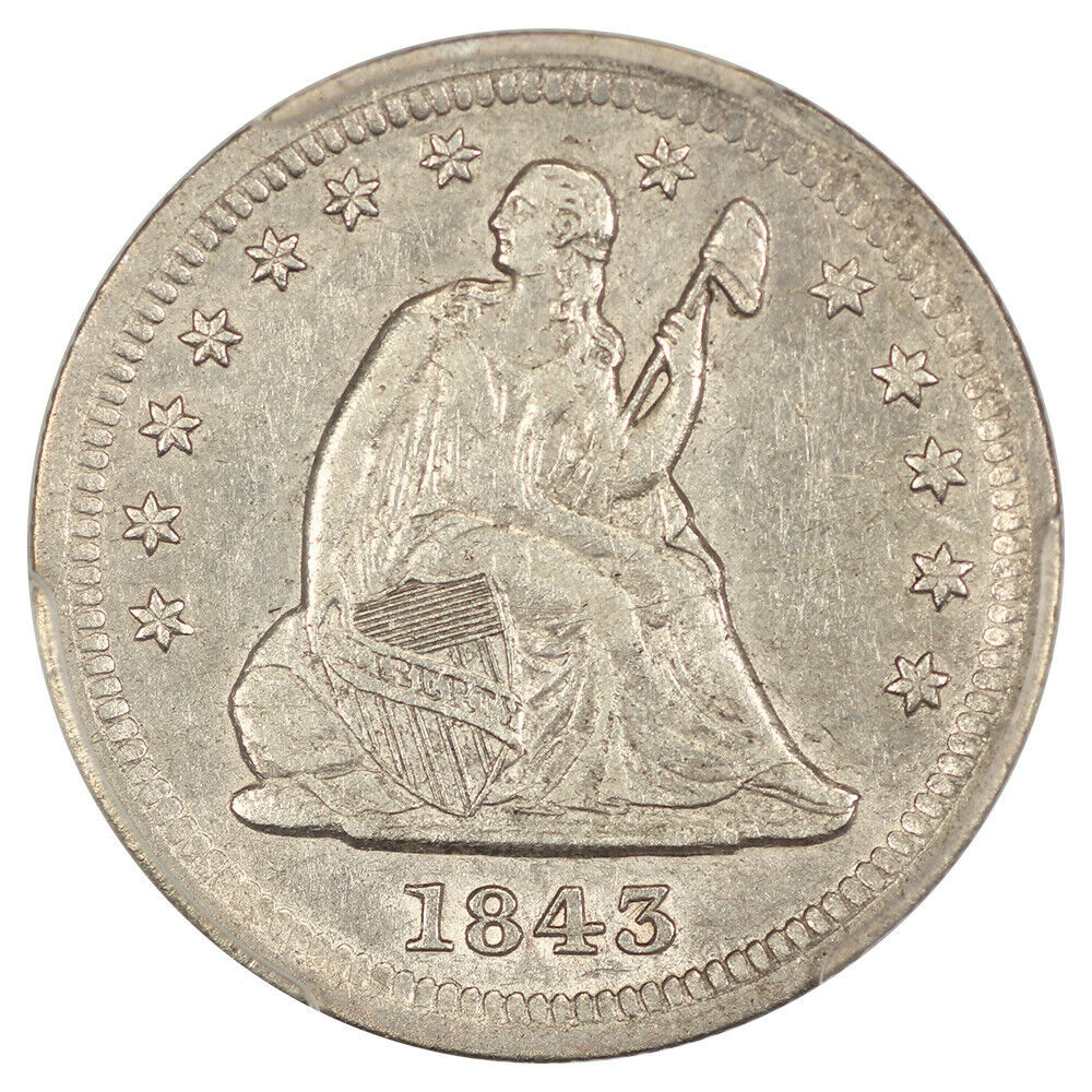 1843-O 25C PCGS AU53 (Large O, FS-501, 001.5)