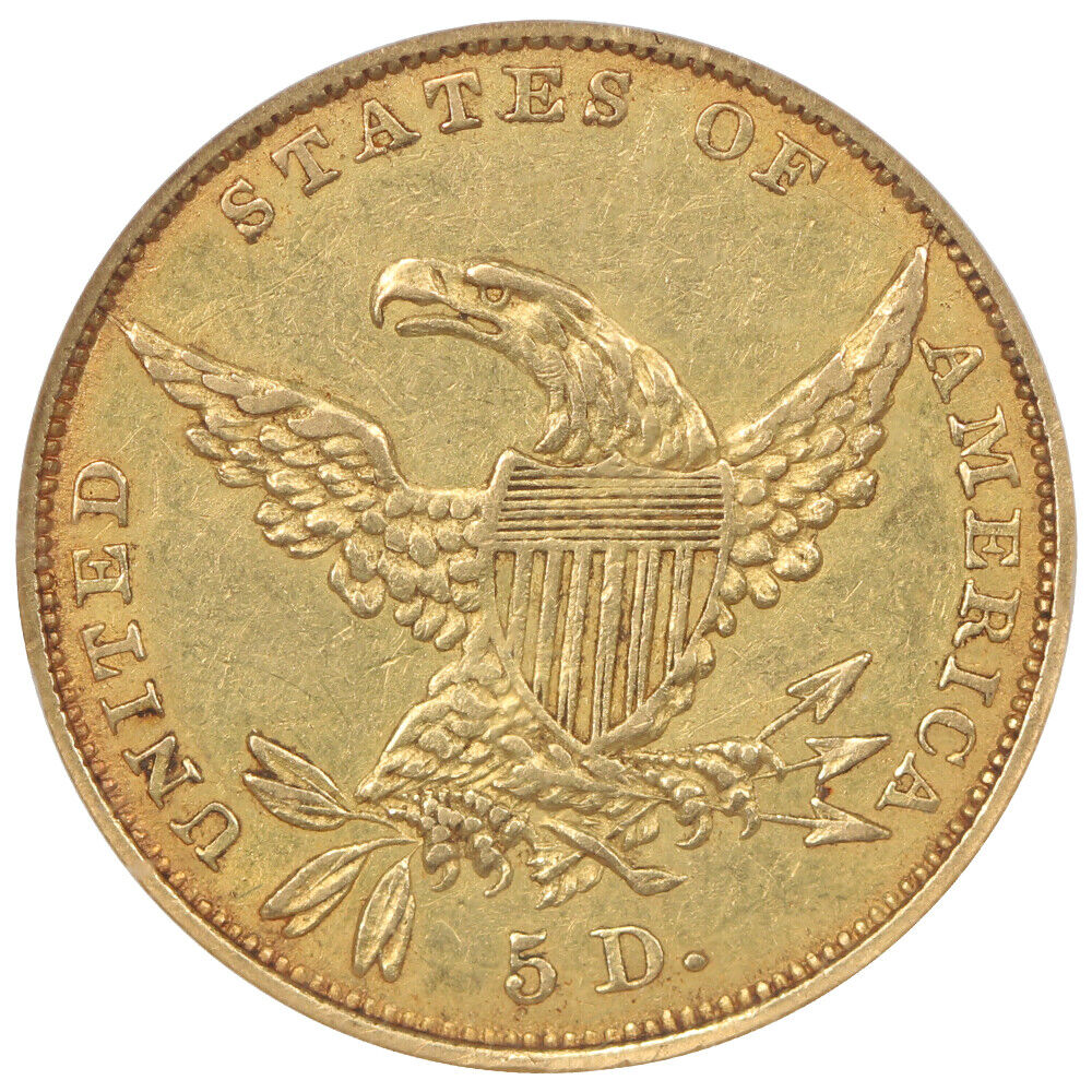 1834 $5 Classic NGC AU55 (Plain 4) - Classic Head $5
