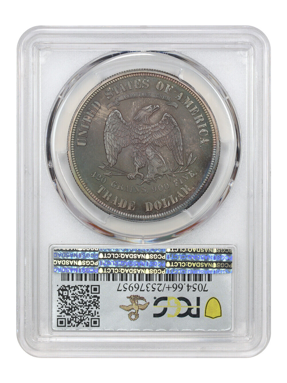 1874 Trade $1 PCGS/CAC PR66+ ex: D.L. Hansen